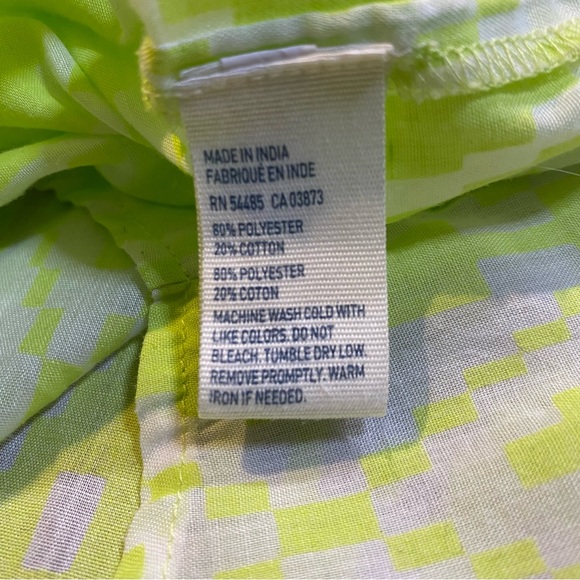 2for$30 American Eagle Neon Green White Sleeveless Button Summer Top Size Large - Picture 4 of 10